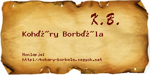 Koháry Borbála névjegykártya